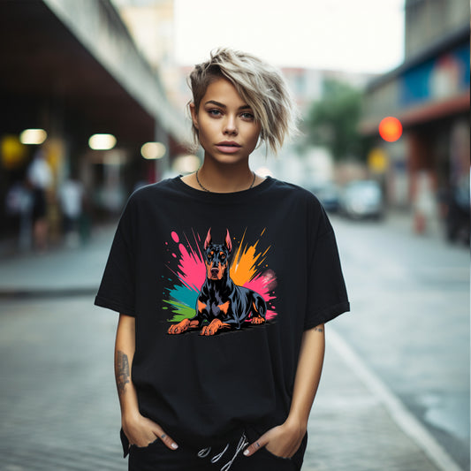 Bügelbild "Dobermann Power" – Stylisches Hundemotiv in Comic-Optik