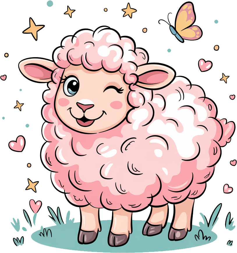 Rosa Schäfchenliebe“ – Bügelbild für kleine Herzensstürmer:innen