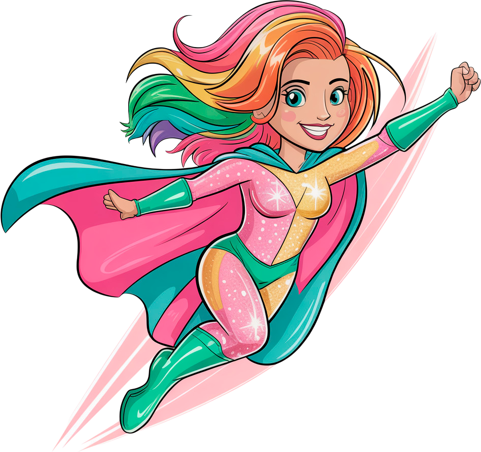 Rainbow Hero Girl – Bügelbild für kleine Superheldinnen