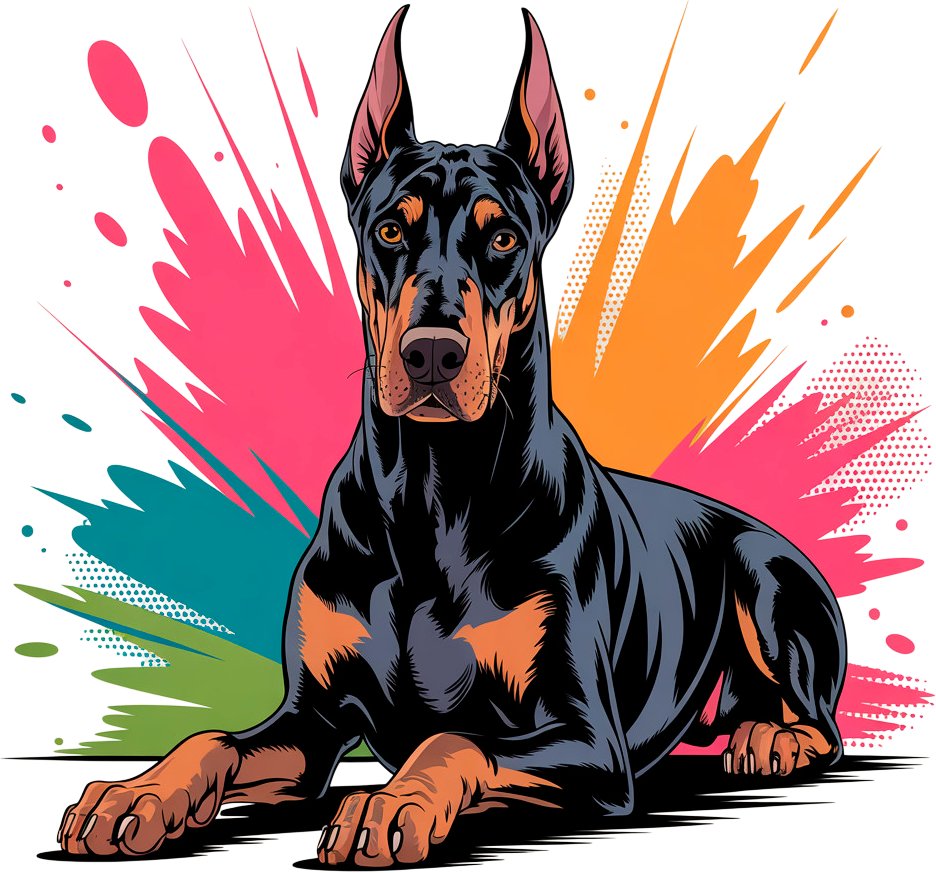 Bügelbild "Dobermann Power" – Stylisches Hundemotiv in Comic-Optik
