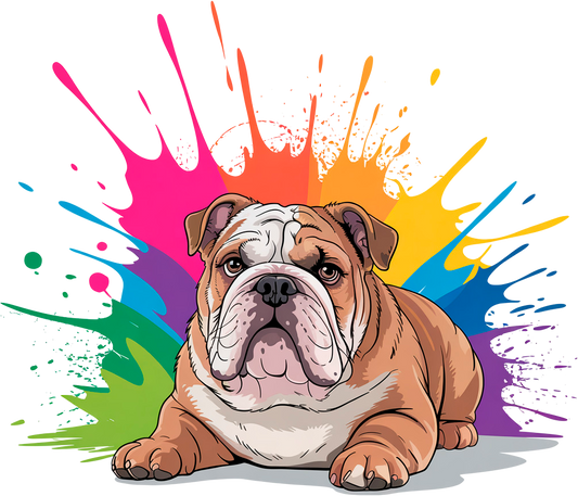 Englische Bulldogge – Hochwertiges Bügelbild im Comic-Stil