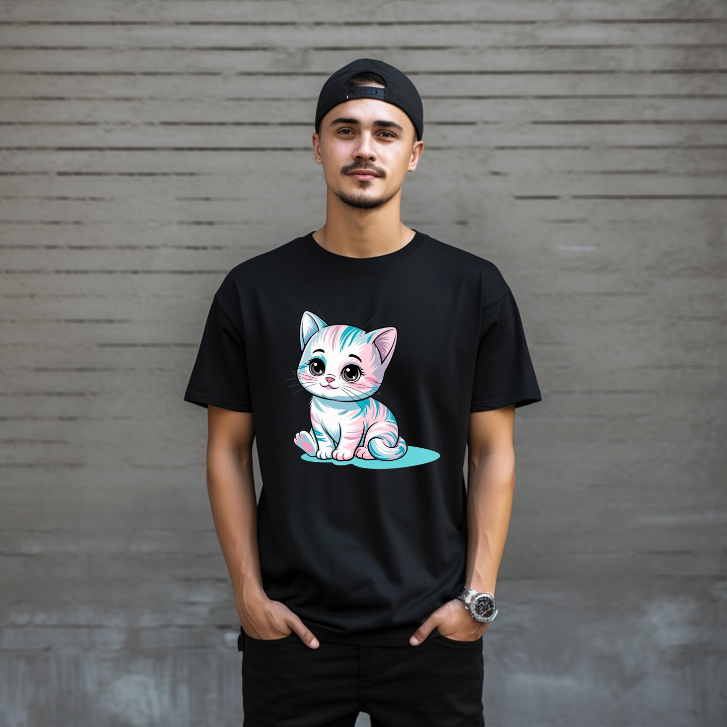 Kunterbunte Schmusekatze – Bügelbild mit Zuckerfaktor