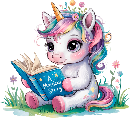 Magisches Lese-Einhorn“ – Bügelbild für kleine Bücherfeen