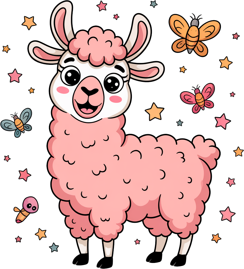 Lama Love – Das rosa Lieblings-Bügelbild mit Schmetterlingen