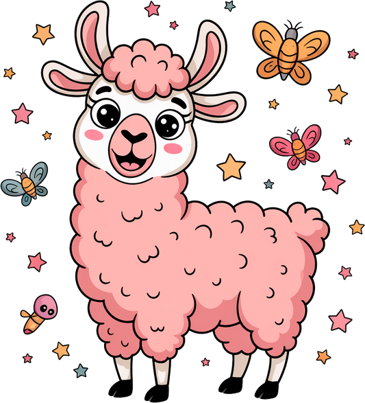 Lama Love – Das rosa Lieblings-Bügelbild mit Schmetterlingen